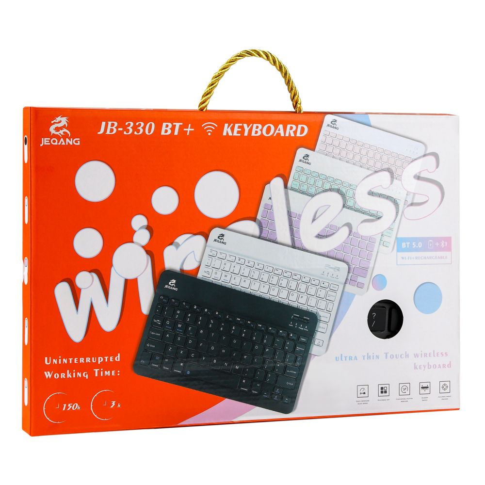 Клавіатура  бездротова JEQANG JB-332 (JB-330) bluetooth backlight (Чорний)-1